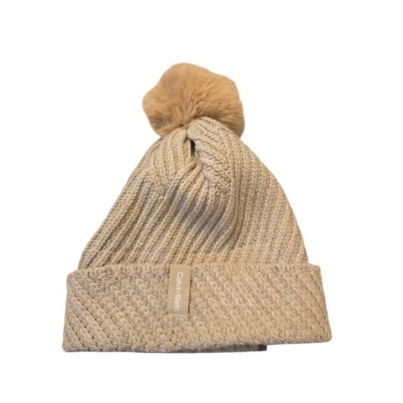 Calvin Klein Women's Hat Faux Fur Pom Knit Beanie New - Picture 3 of 9